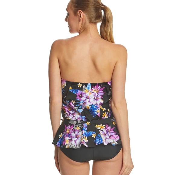 LIKE NEW Maxine of Hollywood Midnight Garden Peplum Blouson One Piece Swimsuit - Picture 4 of 14